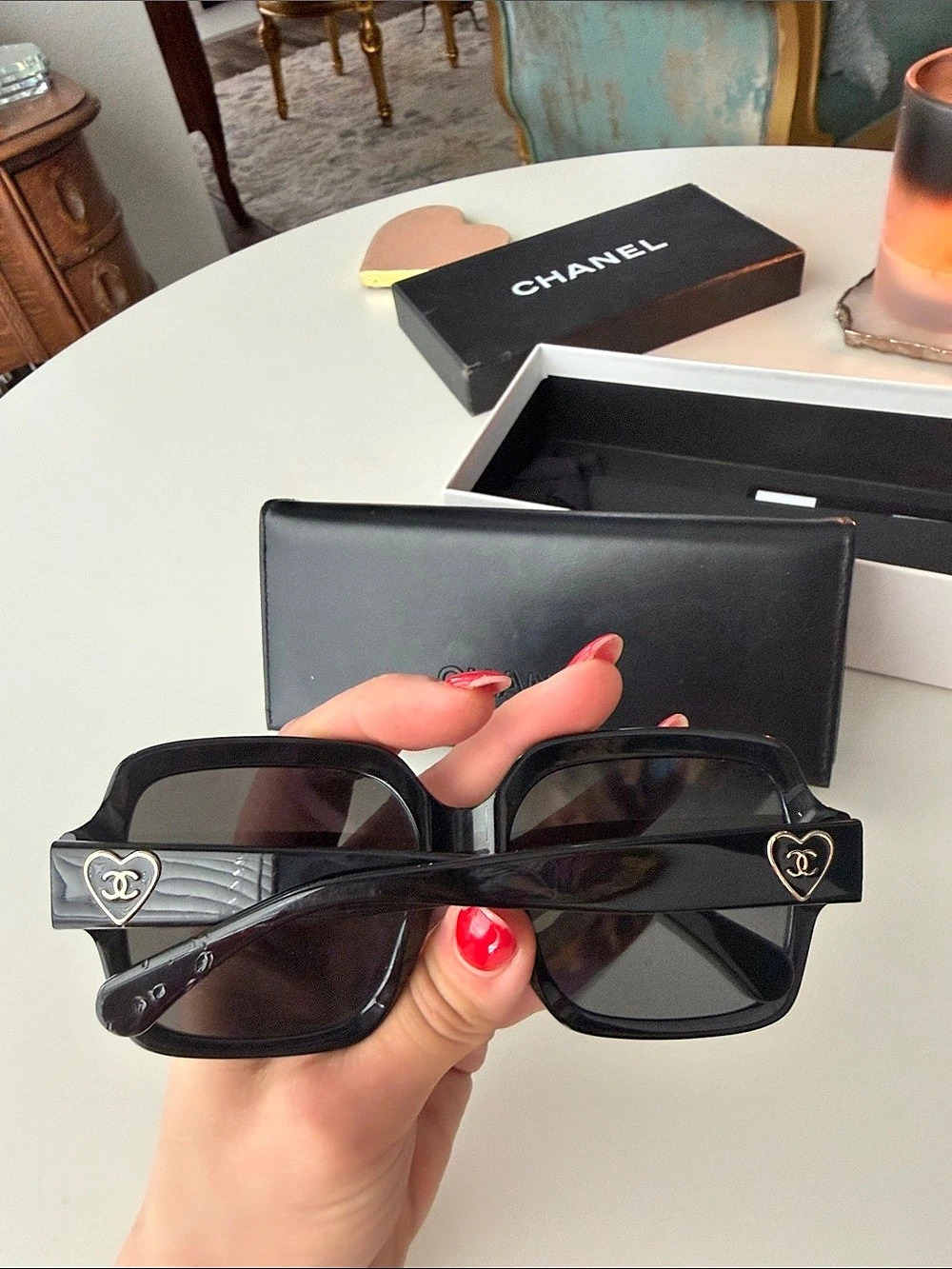 Chanel Square Heart CC Logo Sunglasses CH5479 Black